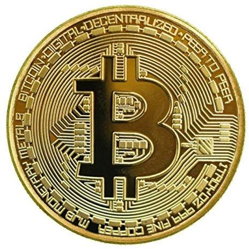 Pièce Bitcoin Plaquée Or 24 Carats