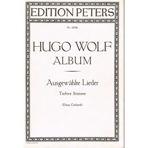 Wolf Hugo - Ausgewählte Lieder Tiefere Stimme