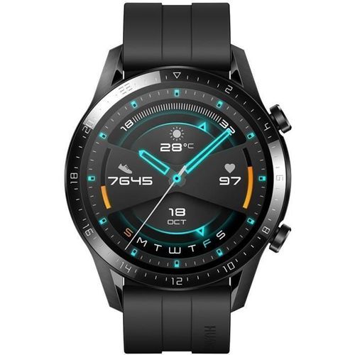Huawei Watch GT 2 Sport - Boitier 46 mm en acier inoxydable noir - Bracelet noir mat 140-210 mm - 41 g
