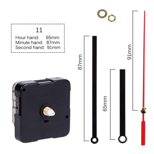 Mécanisme d'Horloge Murale à Quartz Silencieux avec Mains et Batterie,Pièce de Rechange pour Réparation et Bricolage - Type 7-12mm