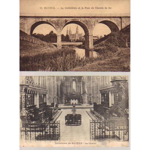 Lot De 2 Cartes Postales De Bayeux (Pyrénées Atlantiques-64) : Pont , Cathédrale