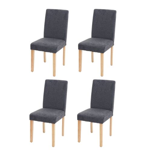 4x chaise de salle à manger chaise de cuisine Littau   textile, gris anthracite, pieds clairs