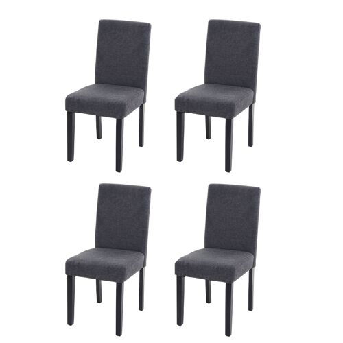 4x chaise de salle à manger chaise de cuisine Littau   textile, gris anthracite, pieds foncés