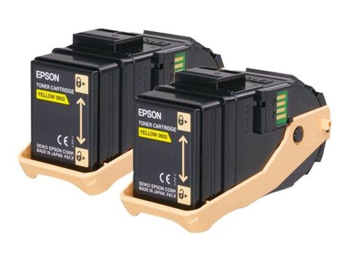 Epson Double Pack - Pack de 2 - jaune - originale - cartouche de toner - pour AcuLaser C9300D2TN, C9300D3TNC, C9300DN, C9300DTN, C9300N, C9300TN