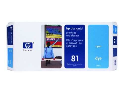 HP 81 - 13 ml - cyan - tête d'impression avec nettoyeur - pour DesignJet 5000, 5000ps, 5000ps uv, 5000uv, 5500, 5500 uv, 5500mfp, 5500ps, 5500ps uv