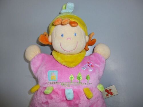 Doudou Semi Plat Lutin Fillette Rose (Arbres, Avion), Grelot, Nicotoy