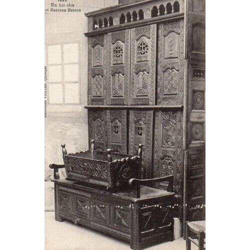 Carte Postale Anciennne Lit Clos Et Berceau Breton