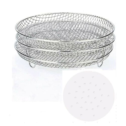 Support De Friteuse ? Air Avec Papier Non Collant, Trois Supports Empilables Pour Friteuse ? Air Gowise Phillips Cozyna Ninja 9109-May14A00812