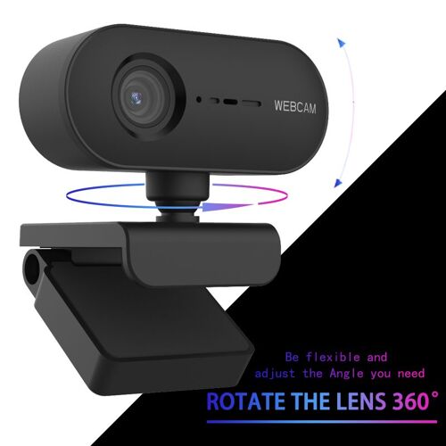 Webcam HD 1080P avec microphone intégré, caméra rotative pour ordinateur de bureau, enregistrement vidéo et travail
