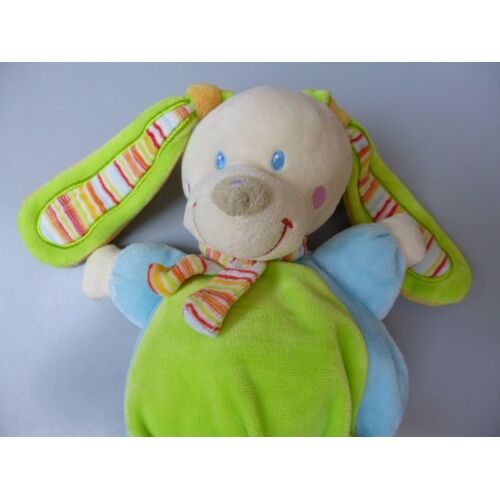 Doudou Peluche Lapin Lièvre Bunny Rabbit Chien Hund Dog Mots D'enfants Leclerc Siplec Vert Bleu Orange
