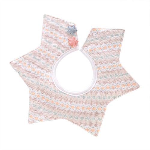 Bavoir En Coton Doux Avec Étoile Rotative 360d Pour Bébé, Serviette Imperméable À Double Bouton Pour Enfant, Imprimé Salive