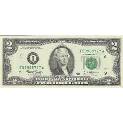 Billet Trés Rare De 2 Dollars Américain De 1976.Région Du Luxembourg Belgique