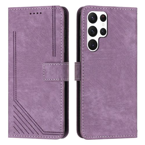 Coque Pour Samsung Galaxy S22 Ultra,Etui De Samsung Galaxy S22 Ultra Premium En Cuir Pochette Protection,Étui Pour Samsung Galaxy S22 Ultra Portefeuille Rabat Clapet Case,Violet