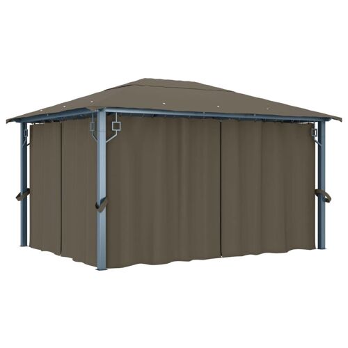 Vidaxl Tonnelle Avec Rideau 400x300 Cm Taupe Aluminium