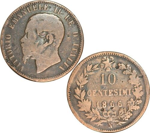 Italie - 1866 - 10 Centesimi - N (Naples) - Vittorio Emanuele Ii - V195