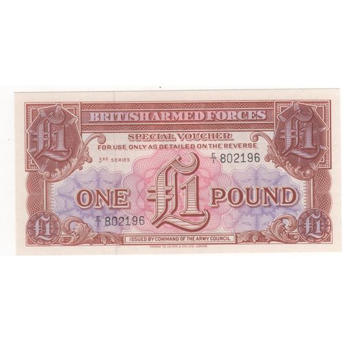 British Armed Forces 1 Pound Neuf Unc Serie 3
