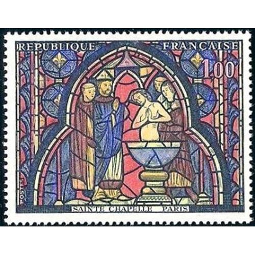 Timbre France 1966, Oblitéré -Vitrail De La Sainte Chapelle - 1.00 Yt1492