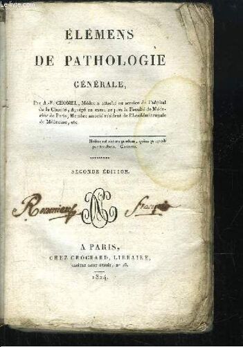 Eléments De Pathologie Générale.