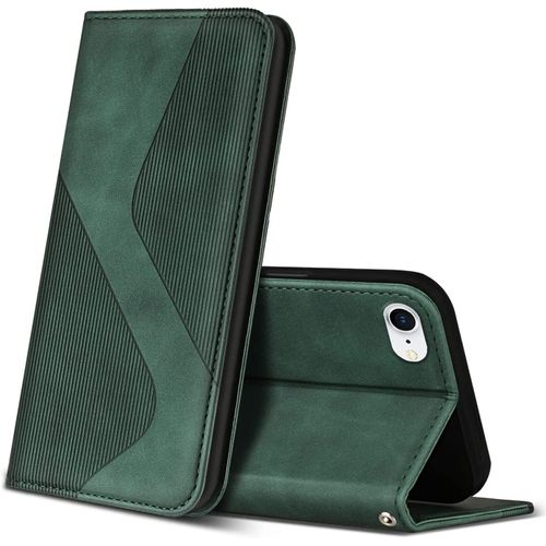 Coque Pour Iphone Se 2022 / Se 2020/8 / 7, Premium De [Emplacements Cartes], Clapet Folio Pour Iphone Se 2022 / Se 2020/8 / 7 (Vert)