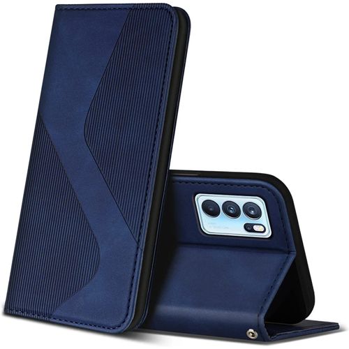 Coque Pour Oppo Reno 6 5g, Premium De [Emplacements Cartes] [Magnetique], Clapet Folio Pour Oppo Reno 6 5g (Bleu)