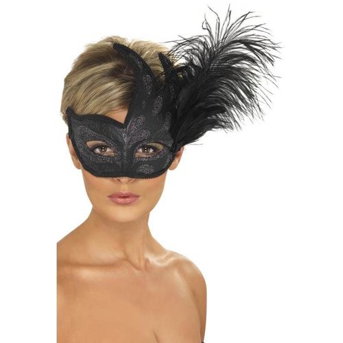Ornate Colombina Feather Mask, Unisex One Size
