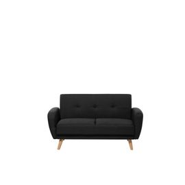 Canapé Convertible 2 Places En Tissu Noir Florli