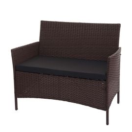 Banc De Jardin Halden En Polyrotin   Marron Tacheté, Coussin Noir