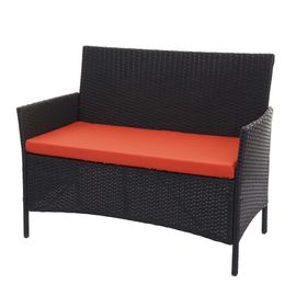 Banc De Jardin Halden En Polyrotin   Noir, Coussin Terre Cuite