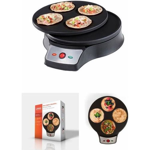Crêpière INOX 2 en 1 anti-adhésif Diamètre: 26 cm 1000W Noir + REPARTITEUR