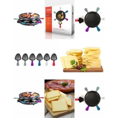Appareil à raclette 6 personnes 800 W plateau grill amovible antiadhésif