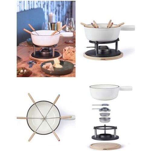 APPAREIL A FONDU BLANC Fond antidérapant 6 Personnes Compatible tout feux dont induction