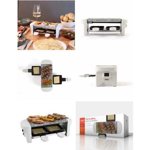 Appareil à raclette 2 personnes blanc 350 W idéal pour étudiant