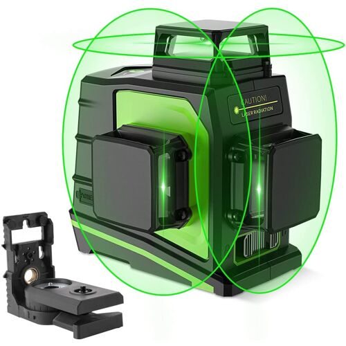 Huepar Niveau Laser 3D 3x360 Faisceau Vert Autonivelant Trois Plans Croisé Alignement de Nivellement Outil Laser Port de Charge USB