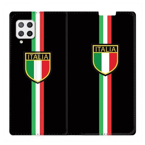 Housse Cuir Portefeuille Pour Samsung Galaxy A12 Italie 3 Noir