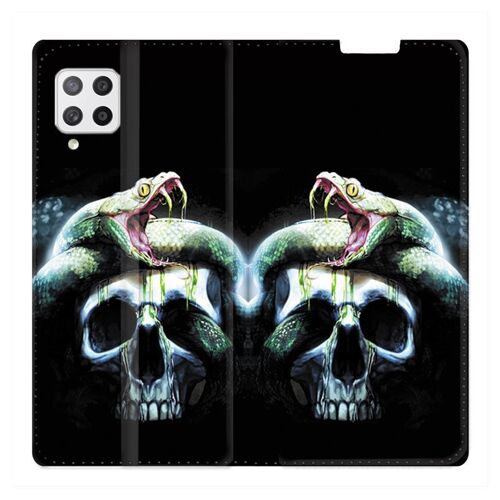 Housse Cuir Portefeuille Pour Samsung Galaxy A12 Serpent Crane