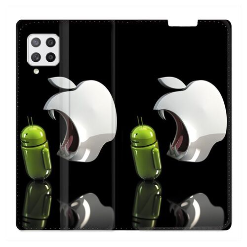 Housse Cuir Portefeuille Pour Samsung Galaxy A12 Pomme Dent