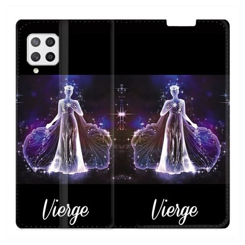 Housse Cuir Portefeuille Pour Samsung Galaxy A12 Signe Zodiaque 2 Vierge
