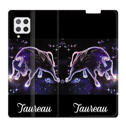Housse Cuir Portefeuille Pour Samsung Galaxy A12 Signe Zodiaque 2 Taureau