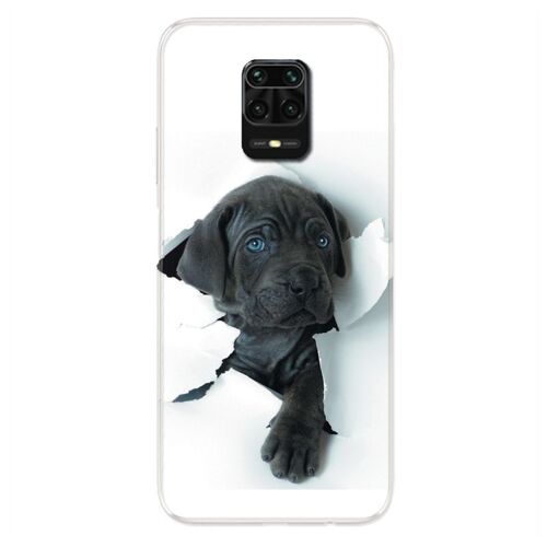 Housse Cuir Portefeuille Pour Xiaomi Redmi Note 9s / 9 Pro Chien Noir