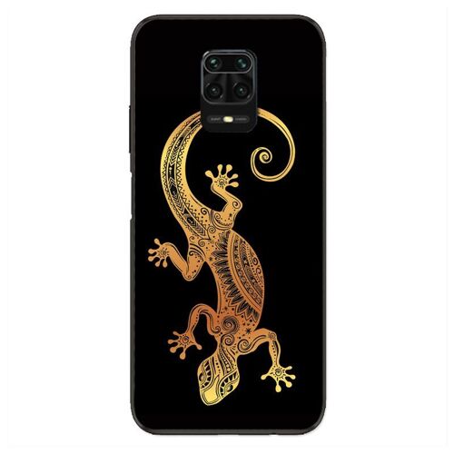 Housse Cuir Portefeuille Pour Xiaomi Redmi Note 9s / 9 Pro Animaux Maori Lezard Noir