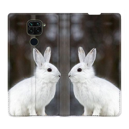 Housse Cuir Portefeuille Pour Xiaomi Redmi Note 9 Lapin Blanc