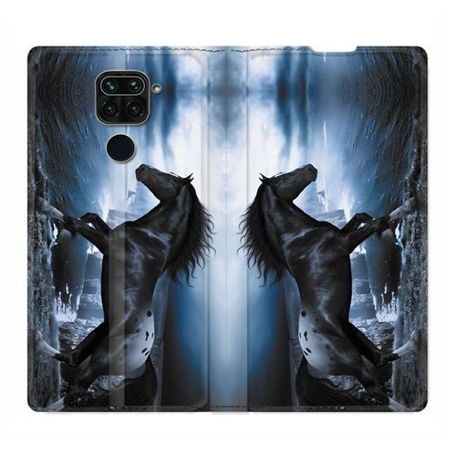 Housse Cuir Portefeuille Pour Xiaomi Redmi Note 9 Cheval Noir