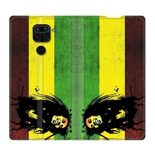 Housse Cuir Portefeuille Pour Xiaomi Redmi Note 9 Bob Marley Drapeau
