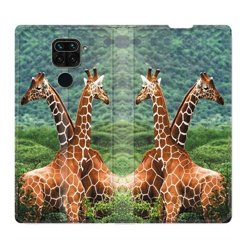 Housse Cuir Portefeuille Pour Xiaomi Redmi Note 9 Savane Girafe Duo