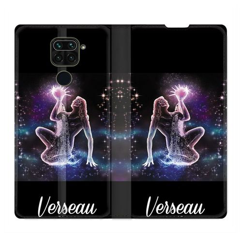 Housse Cuir Portefeuille Pour Xiaomi Redmi Note 9 Signe Zodiaque 2 Verseau