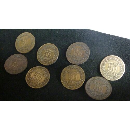Lot 8 Jetons 50 Centimes Chambre De Commerce De France