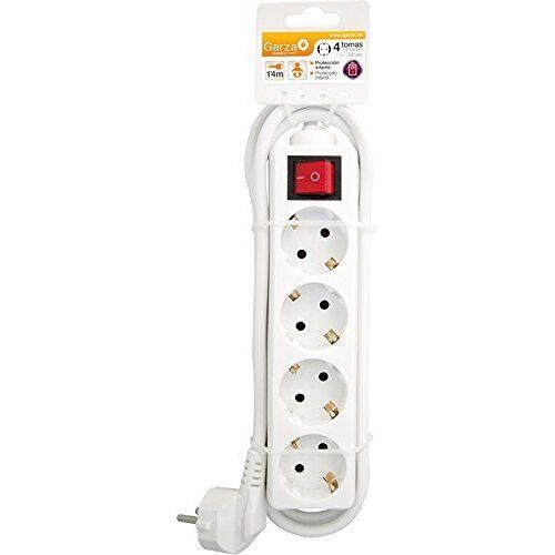 Garza 430065 power-base multiple Basic de 4 prises schuko, câble 1.5 mm x 5 m, couleur, blanc, Medium