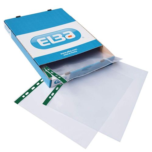 Elba Boîte De 100 Pochettes Perforées En Verre Transparent A4