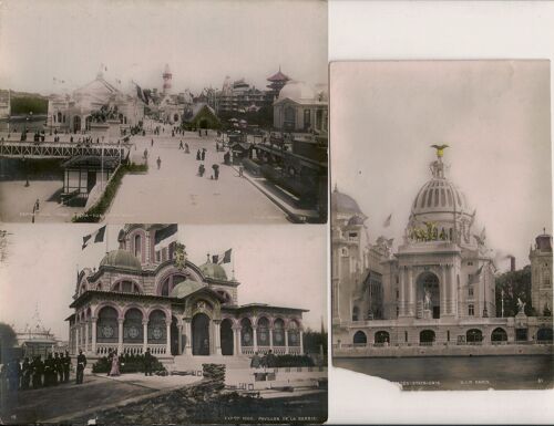 6 Cartes Photos En Noir Et Blanc De L'exposition De Paris En 1900