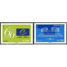 Conseil De L'Europe : 60ème Anniversaire Et 50 De La Cour Européenne La Paire Année 2009 Timbres De Service N° 142 143 Yvert Et Tellier Luxe